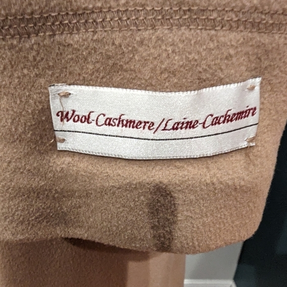 Cecil G Wool & Cashmere coat, mother of pearl buttons & fox fur, vintage Sz 14 - Picture 4 of 17